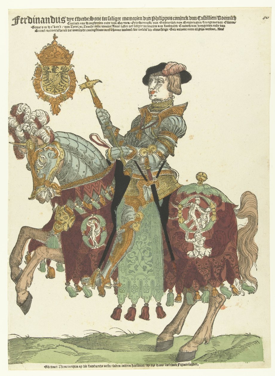 Portrett av Ferdinand I av Østerrike til hest av Cornelis Anthonisz. (manner of)