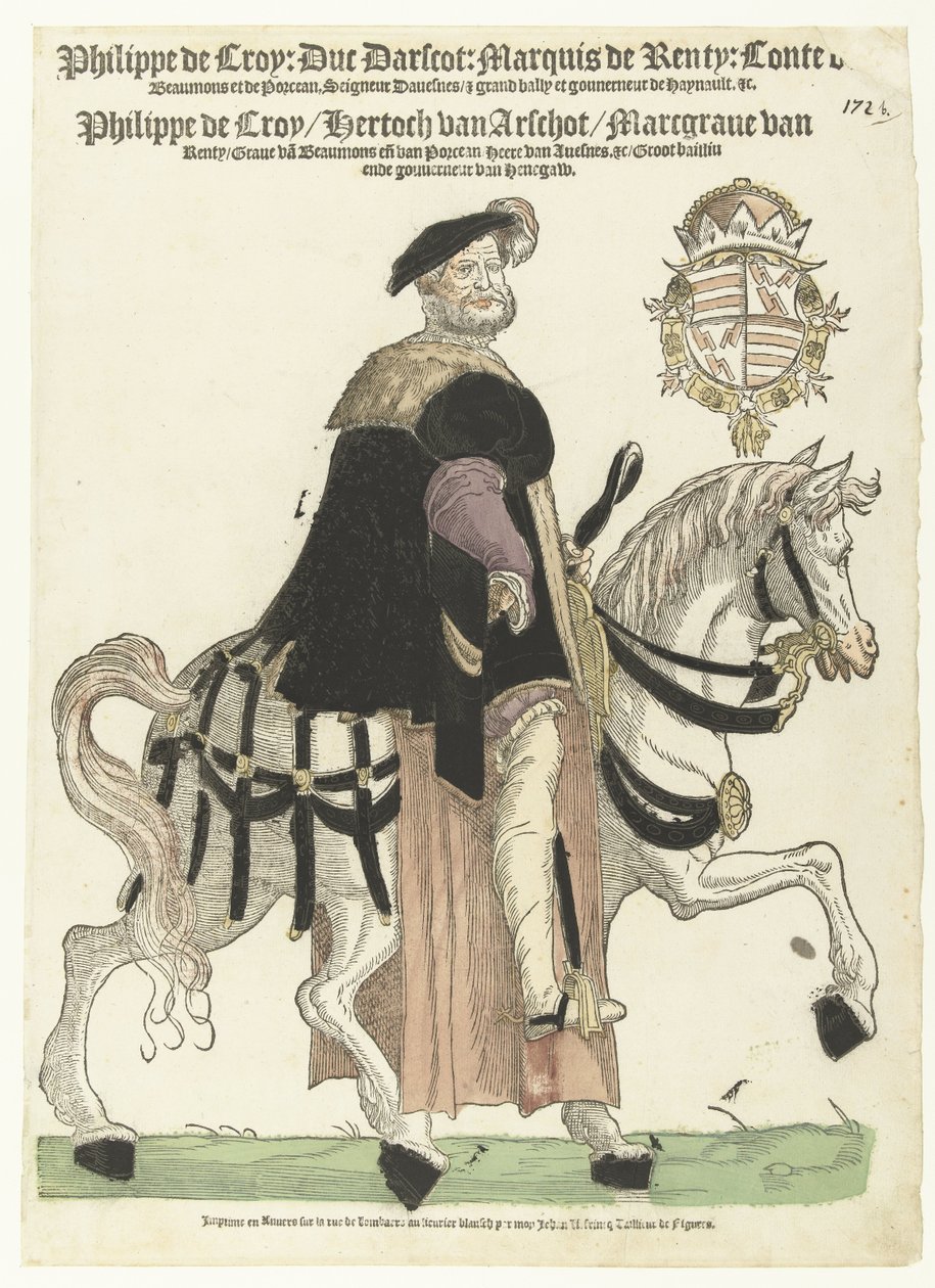 Portrett av Philip de Croy på hesteryggen av Cornelis Anthonisz. (manner of)