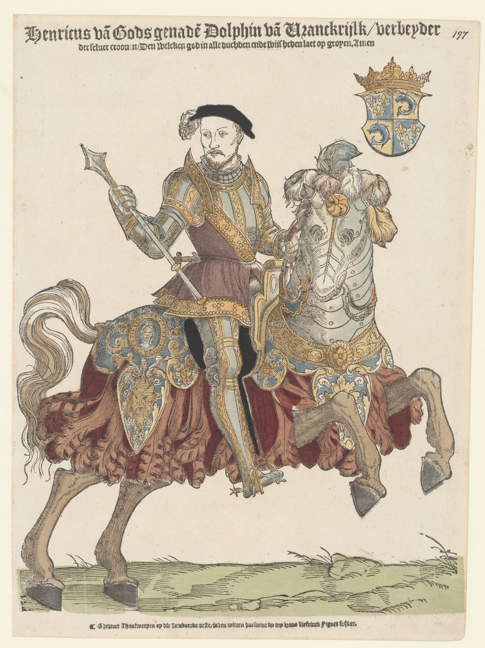 Portrett av Henrik II av Frankrike på hesteryggen av Cornelis Anthonisz. (manner of)