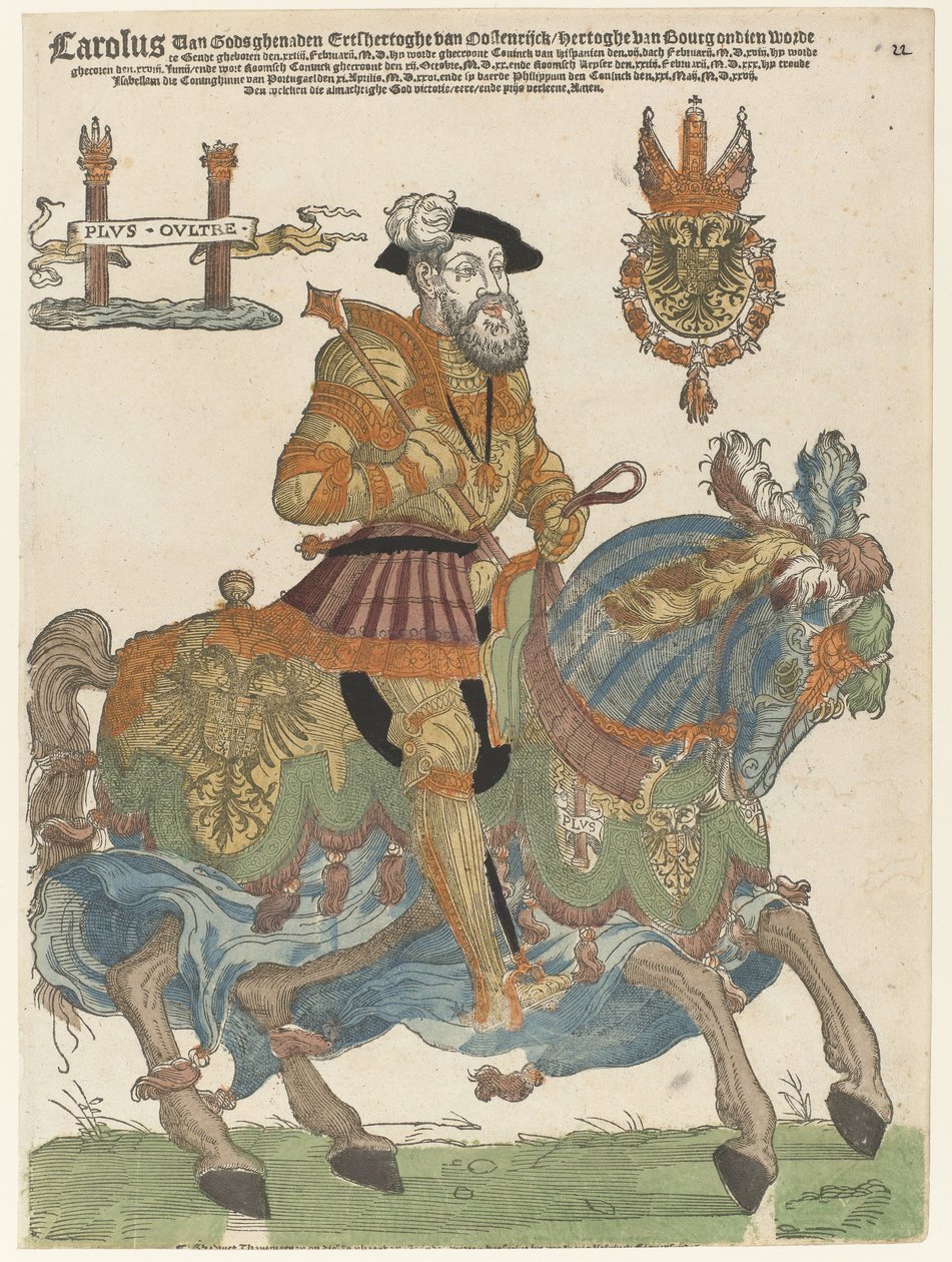 Portrett av Karl V på hesteryggen av Cornelis Anthonisz. (manner of)