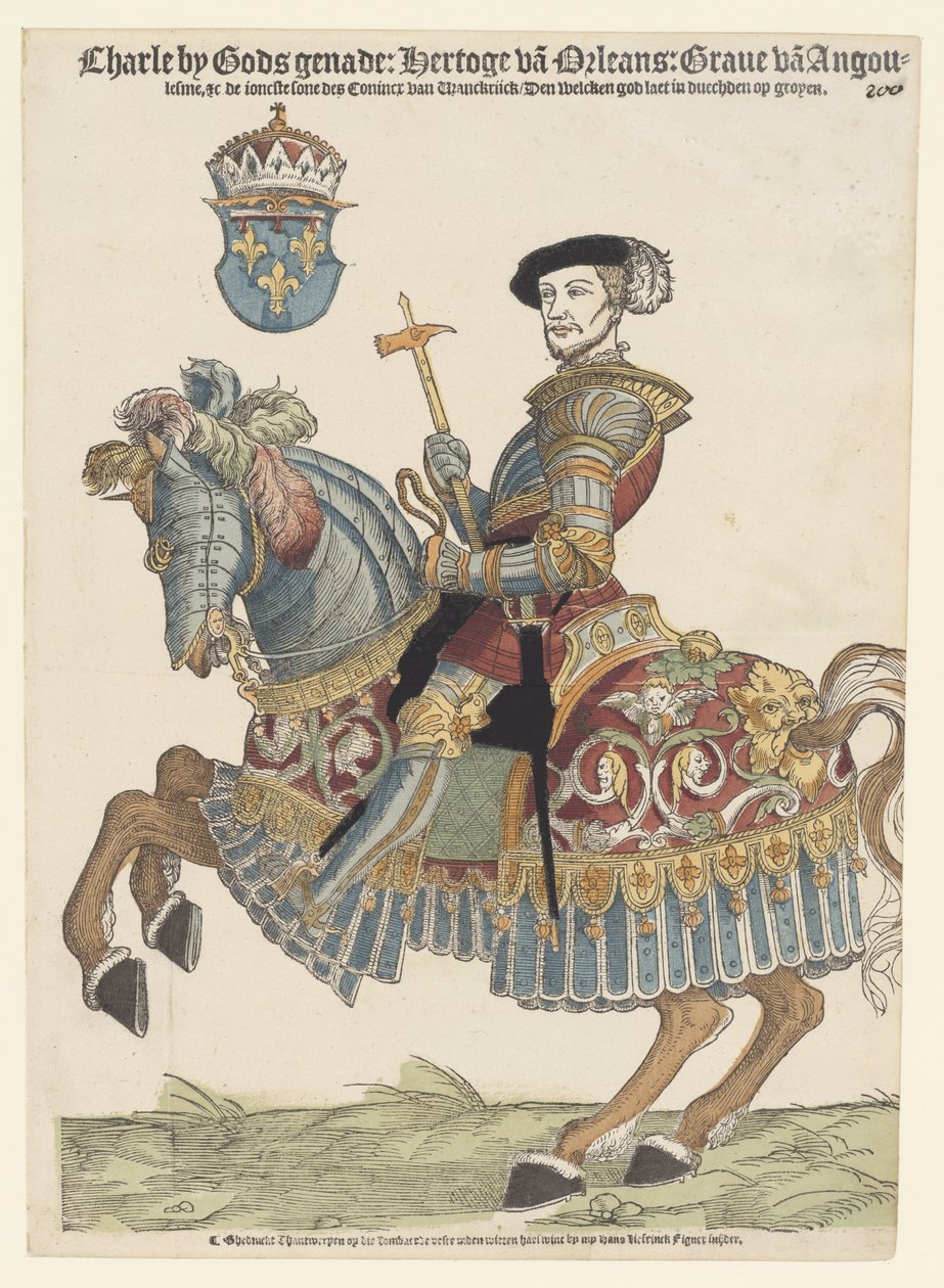 Portrett av Charles av Orléans på hesteryggen av Cornelis Anthonisz. (manner of)