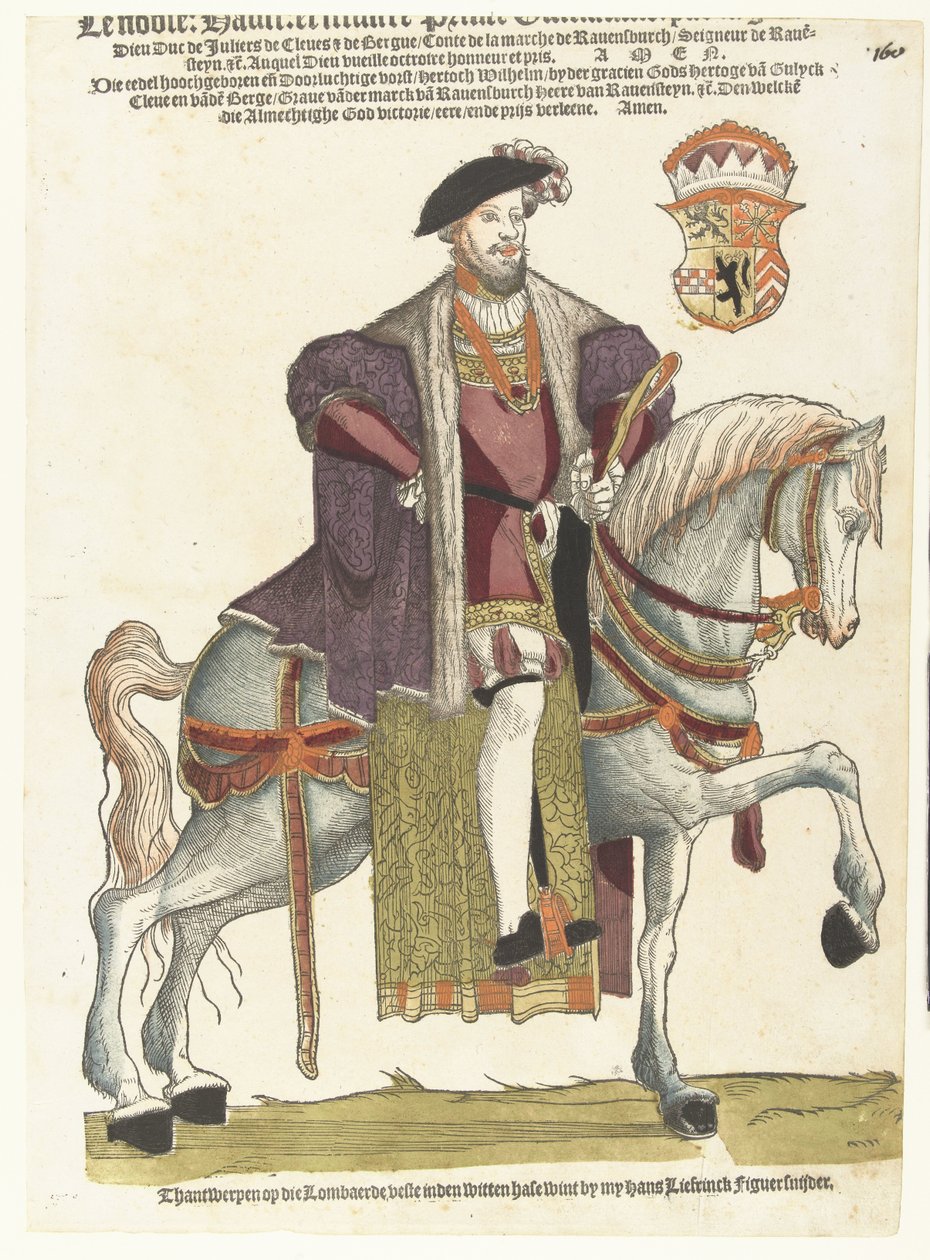 Portrett av hertug Willem van Cleves, Jülich og Berg, grev av Mark, Lord of Ravenstein på hesteryggen av Cornelis Anthonisz. (manner of)