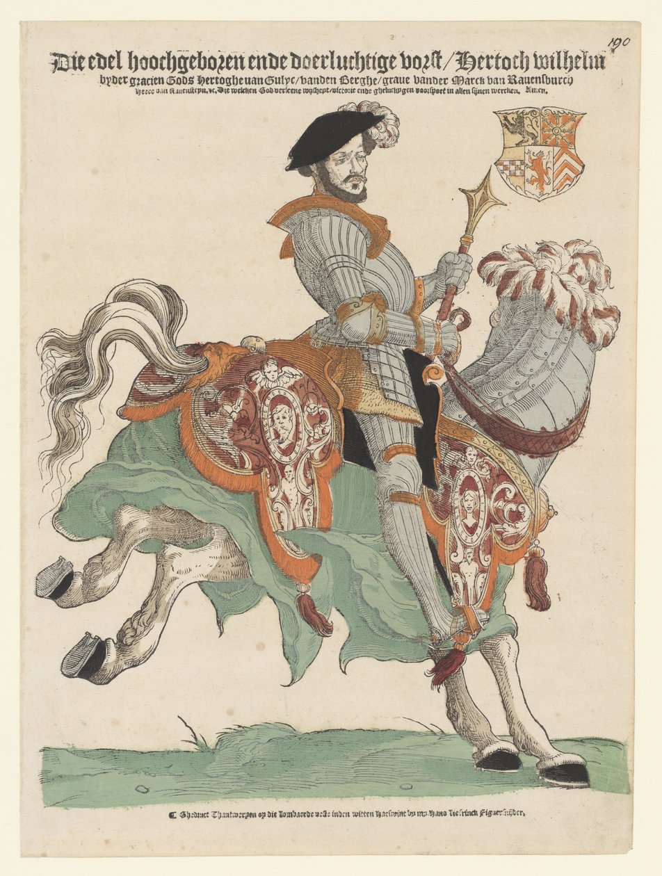 Portrett av hertug Willem van Cleves, Jülich og Berg, grev av Mark, Lord of Ravenstein på hesteryggen av Cornelis Anthonisz. (manner of)