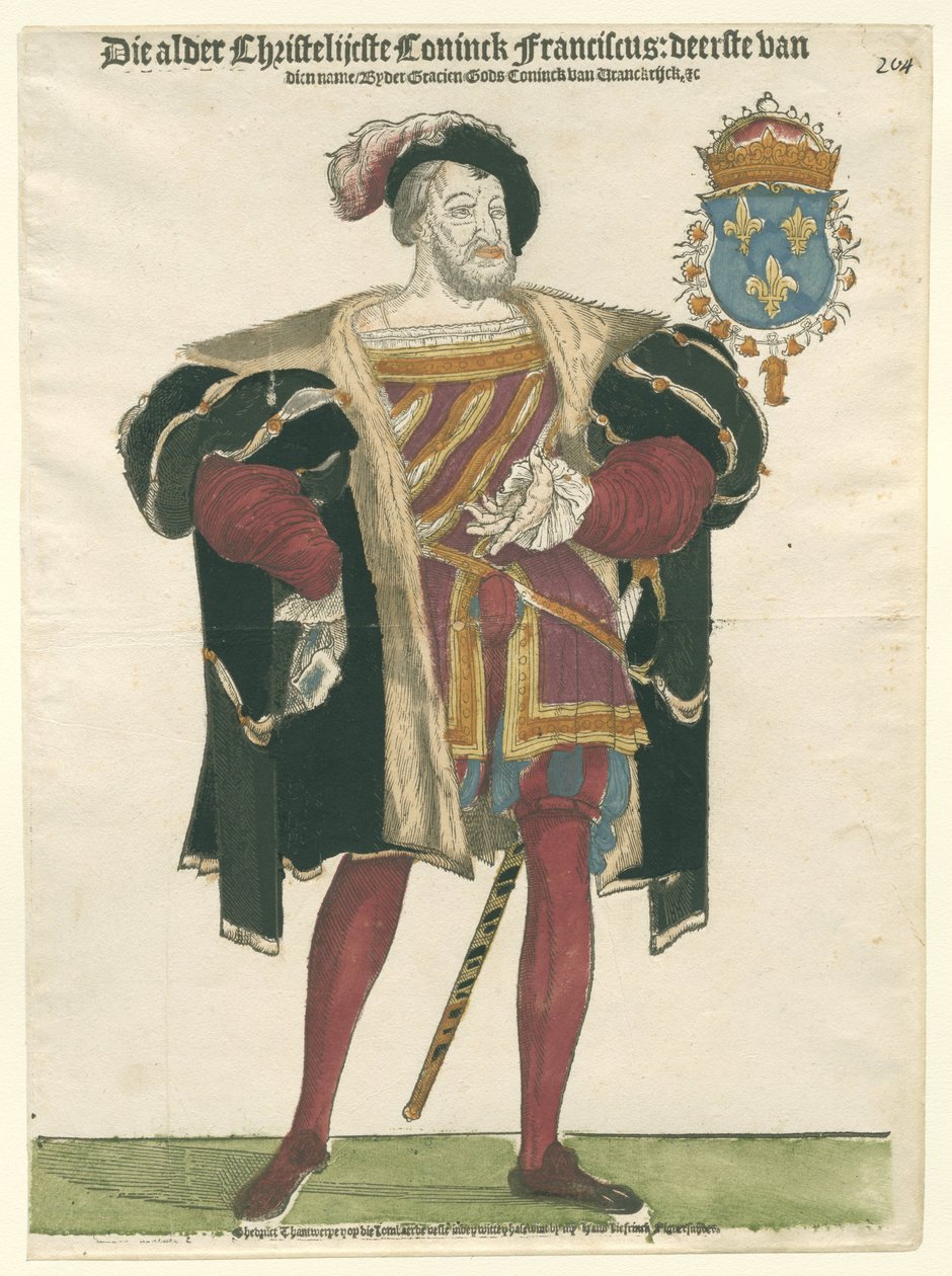 Portrett av kong Frans I av Frankrike av Cornelis Anthonisz. (manner of)