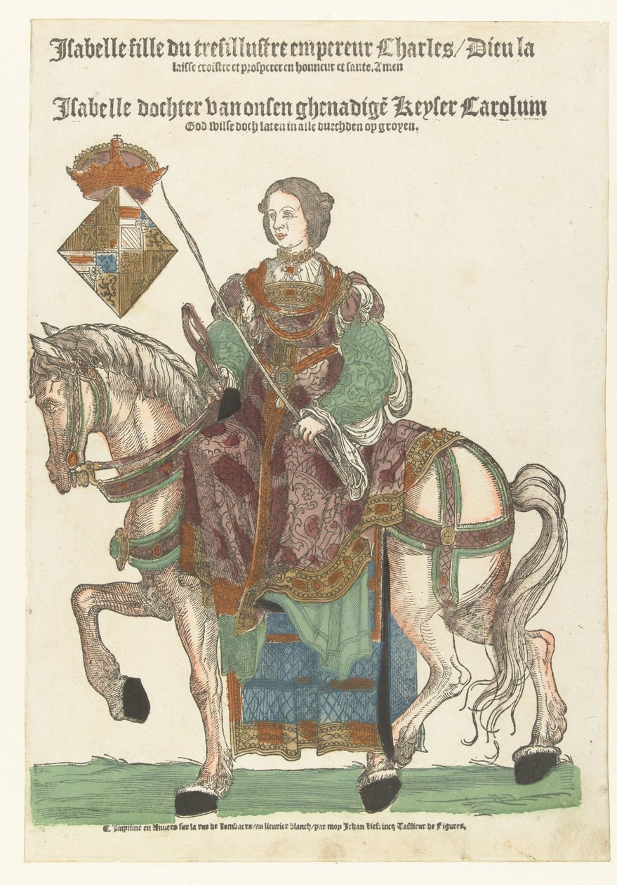 Portrett av prinsesse Isabella på hesteryggen av Cornelis Anthonisz. (manner of)