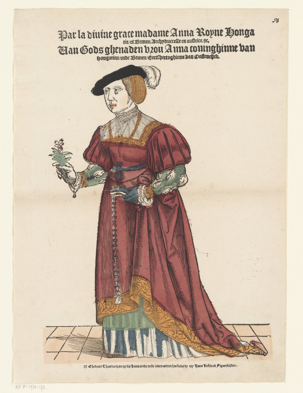 Portrett av Anna av Østerrike av Cornelis Anthonisz. (possibly)