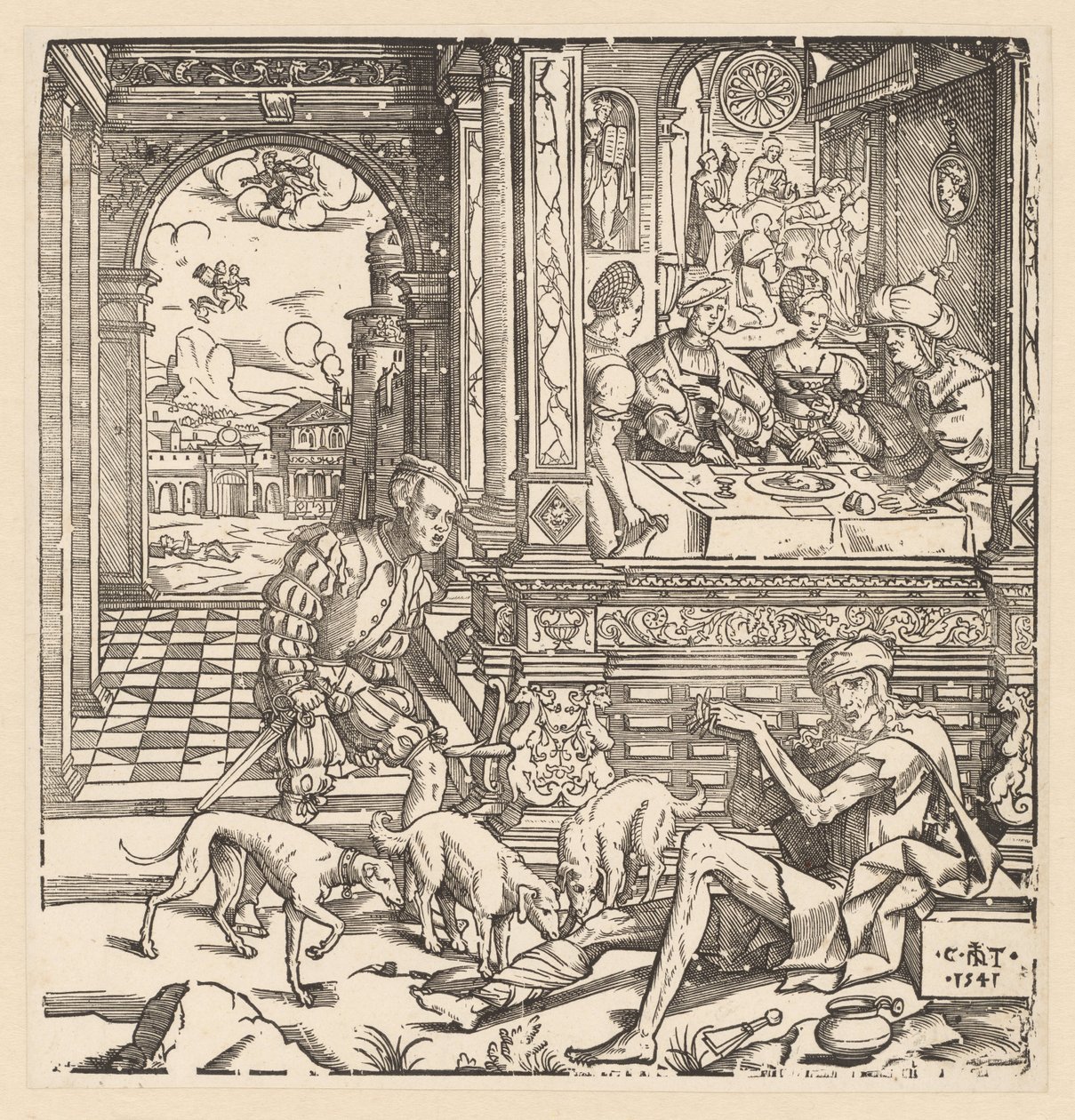 Den rike mannen og den fattige Lasarus av Cornelis Anthonisz.