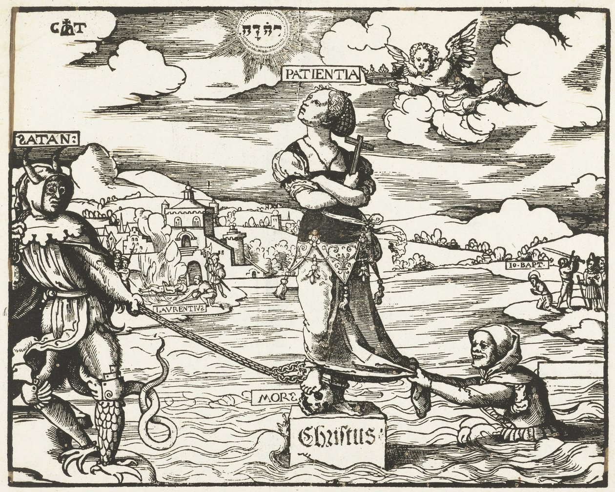 Tålmodighet (Patientia) på en stein i vannet av Cornelis Anthonisz.