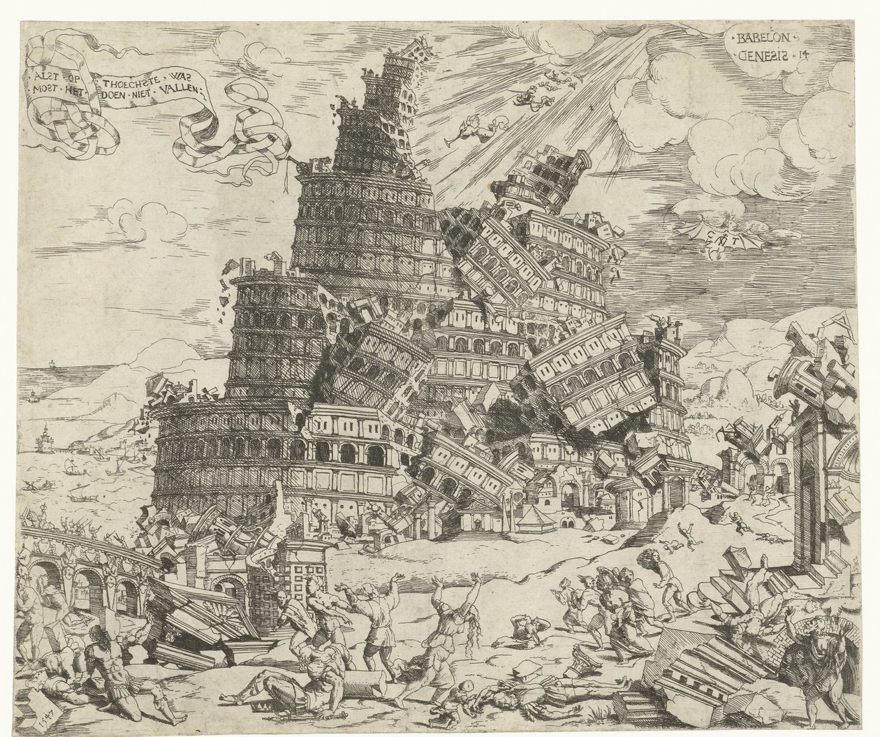 Babelstårnets fall av Cornelis Anthonisz.