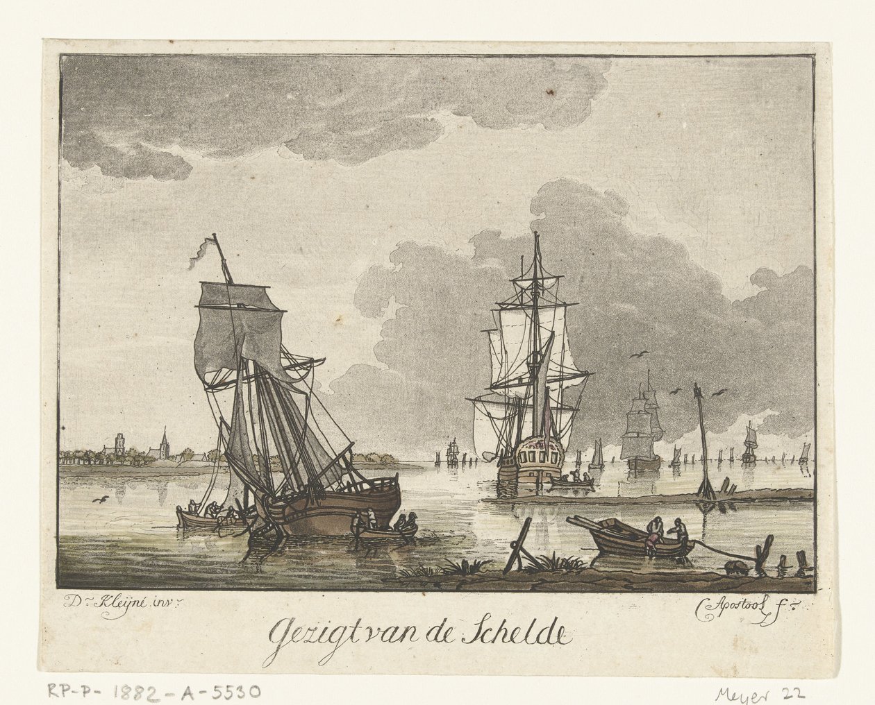 Utsikt over Schelde med seilskuter Utsikt over Schelde (tittel på objekt) av Cornelis Apostool