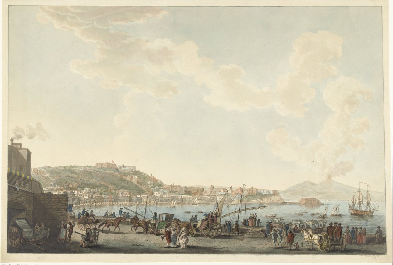 Utsikt over havnen i Napoli av Cornelis Apostool