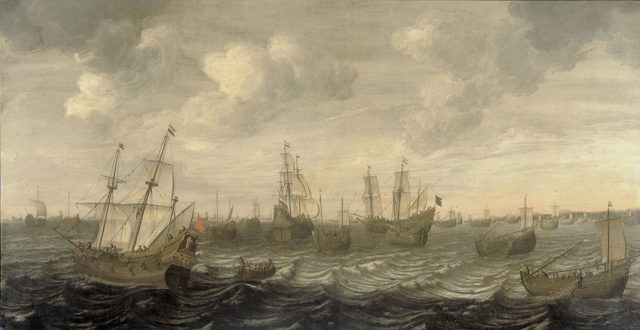 Den nederlandske sildeflåten under seil av Cornelis Beelt