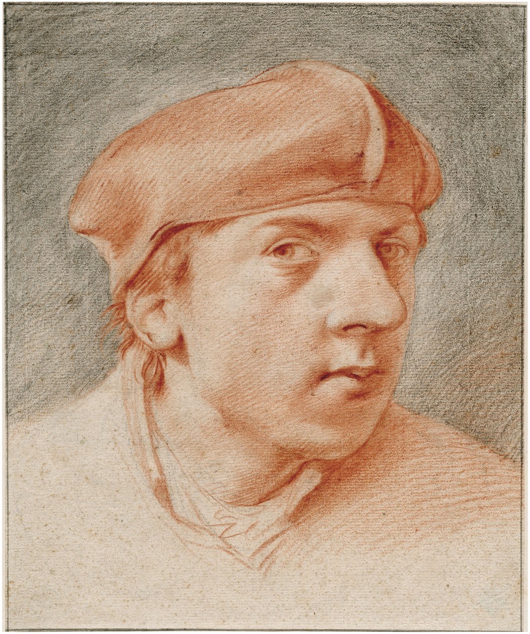 ""Autoportrait au beret"" (Selvportrett med beret) Sanguine de Cornelis Pietersz Bega (1631/2-1664) Rembrandthuset, Amsterdam av Cornelis Pietersz Bega
