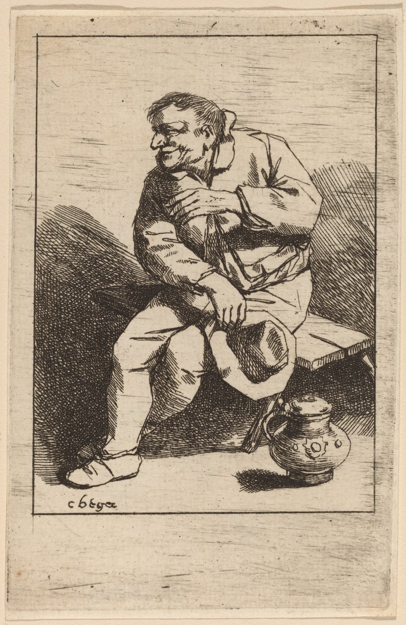 Sittende mann med hatten i høyre hånd av Cornelis Pietersz Bega