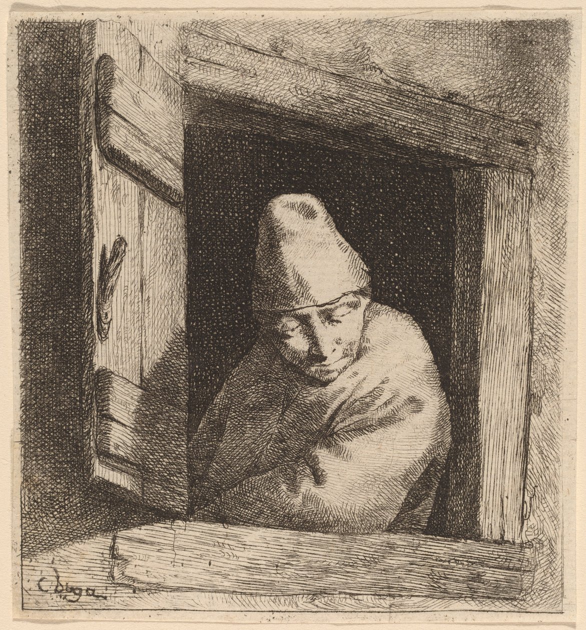 Bonden i et vindu av Cornelis Pietersz Bega