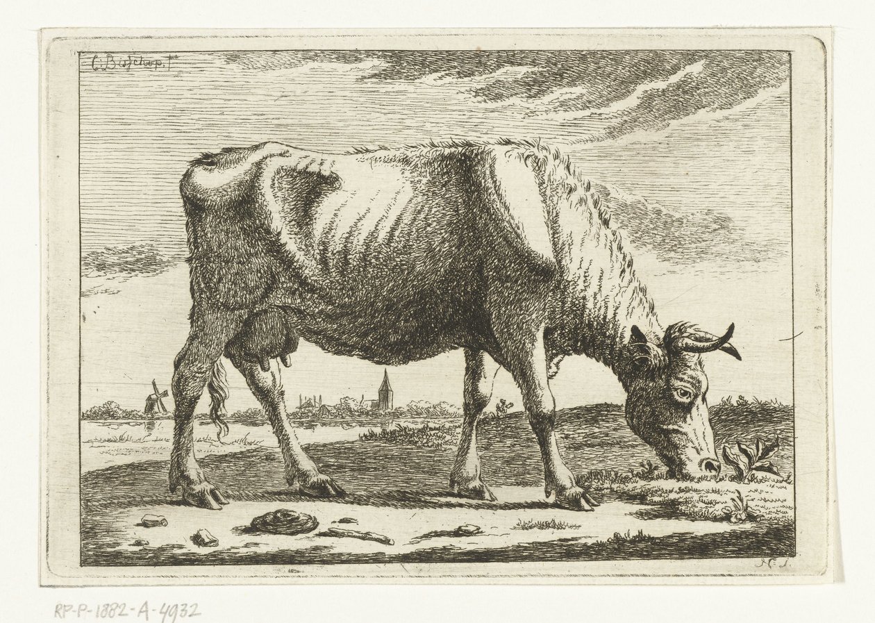 Landskap med beitende ku Kyr (serietittel) av Cornelis  Bisschop
