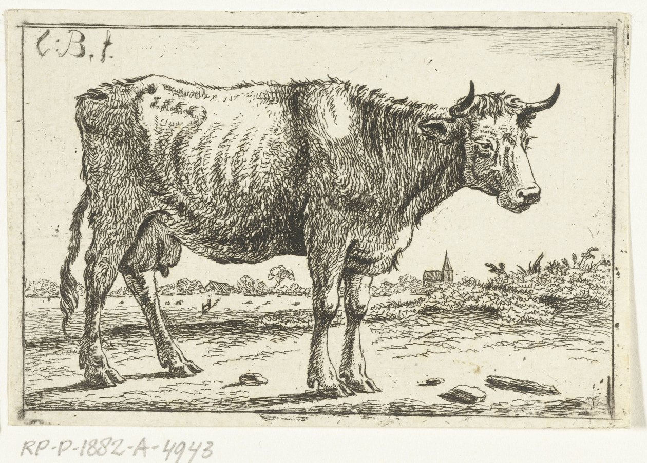 Landskap med ku av Cornelis  Bisschop