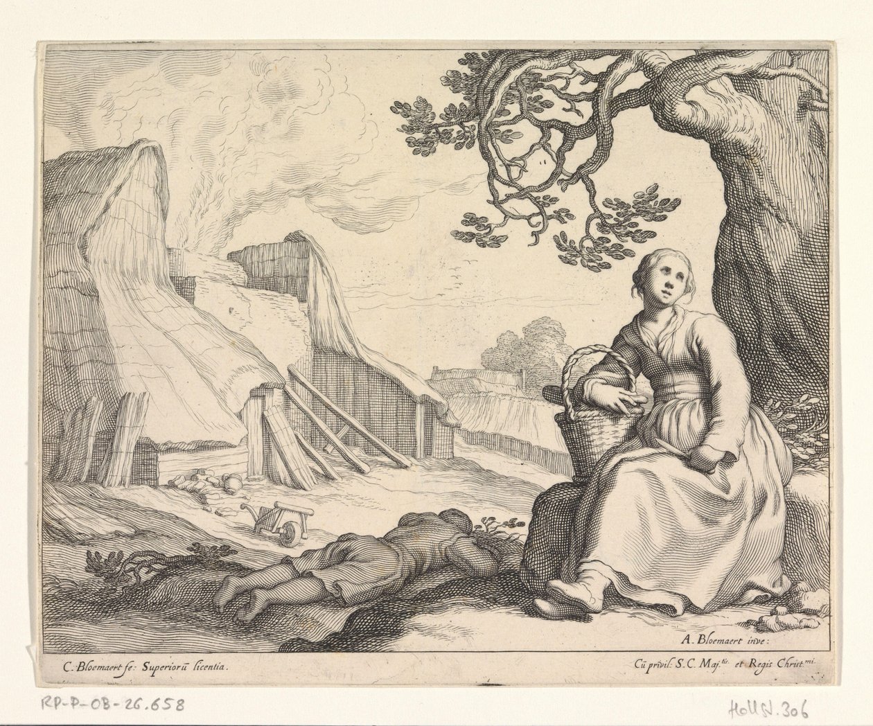Kvinne ved en kalkovn av Cornelis Bloemaert (II)