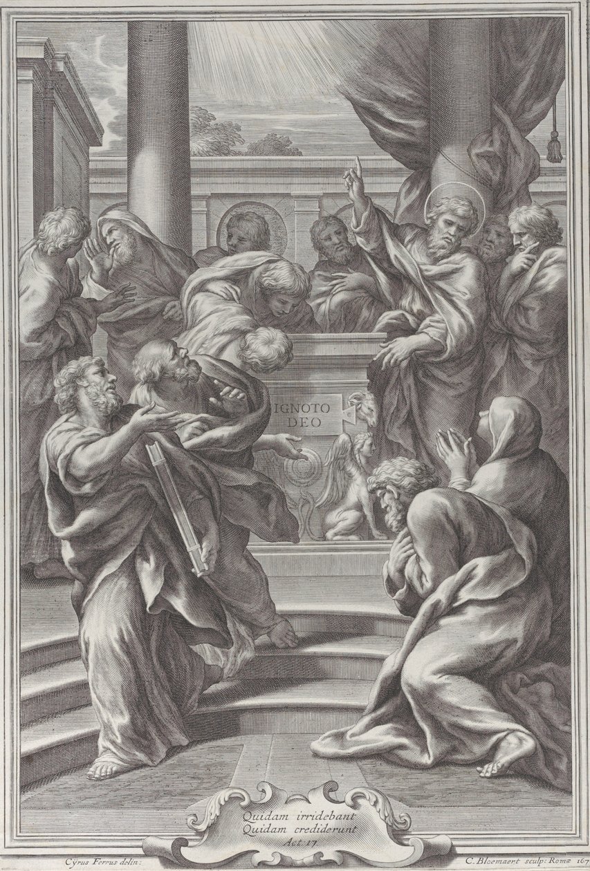 Saint Paul forkynte i Athen, 1679. av Cornelis Bloemaert