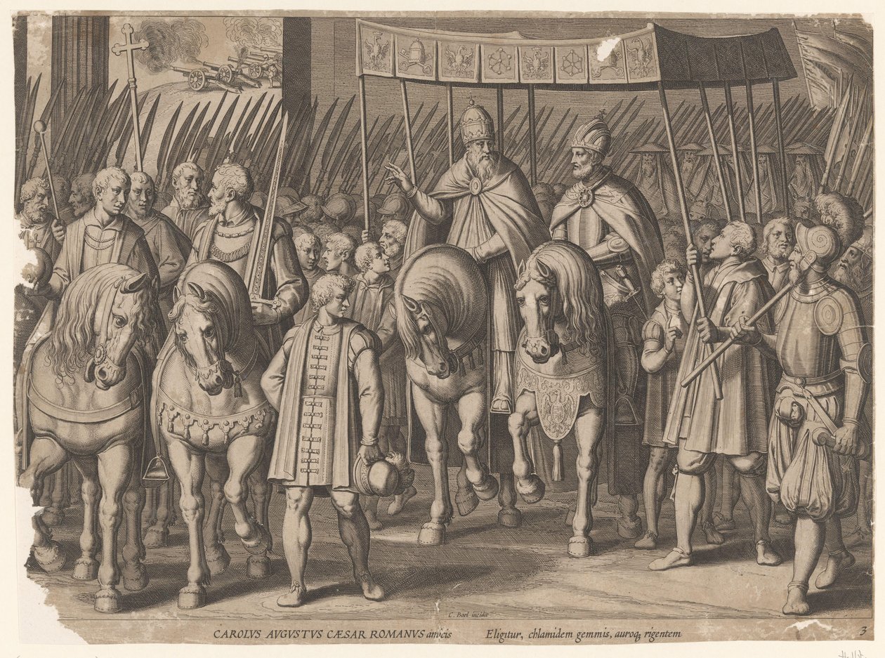 Keiserlig kroning av Charles V i Bologna, 1530 Triumphs of Charles V (serietittel) av Cornelis Boel