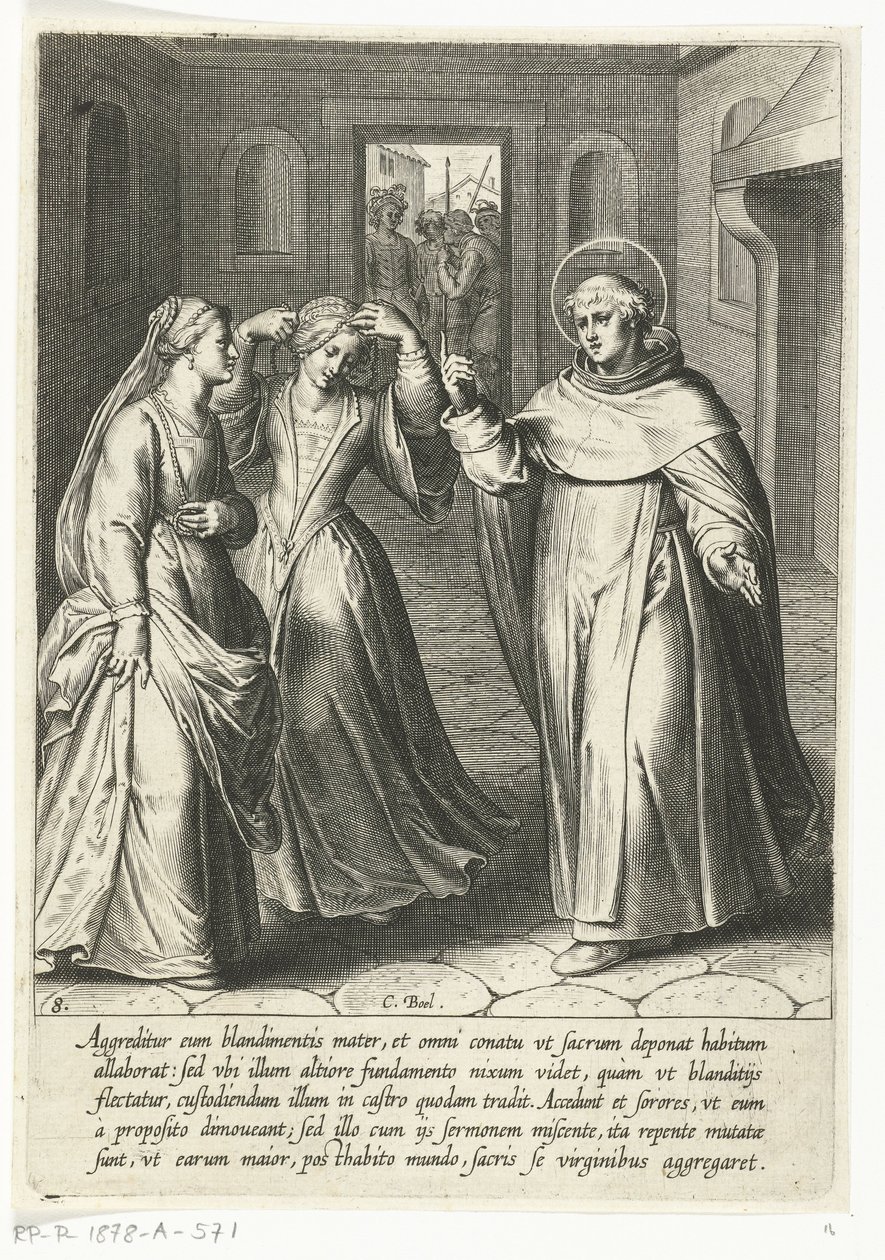 Thomas konverterer søsteren sin The Life of Saint Thomas Aquinas (serietittel) av Cornelis Boel