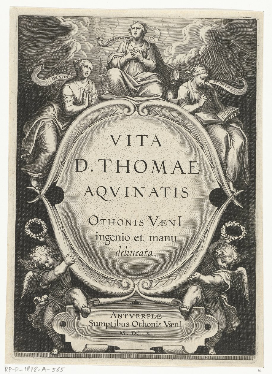 Titteltrykk for: Otto van Veen, Vita D. Thomae Aqvinatis, Antwerpen, 1610 The Life of Saint Thomas Aquinas (serietittel) av Cornelis Boel