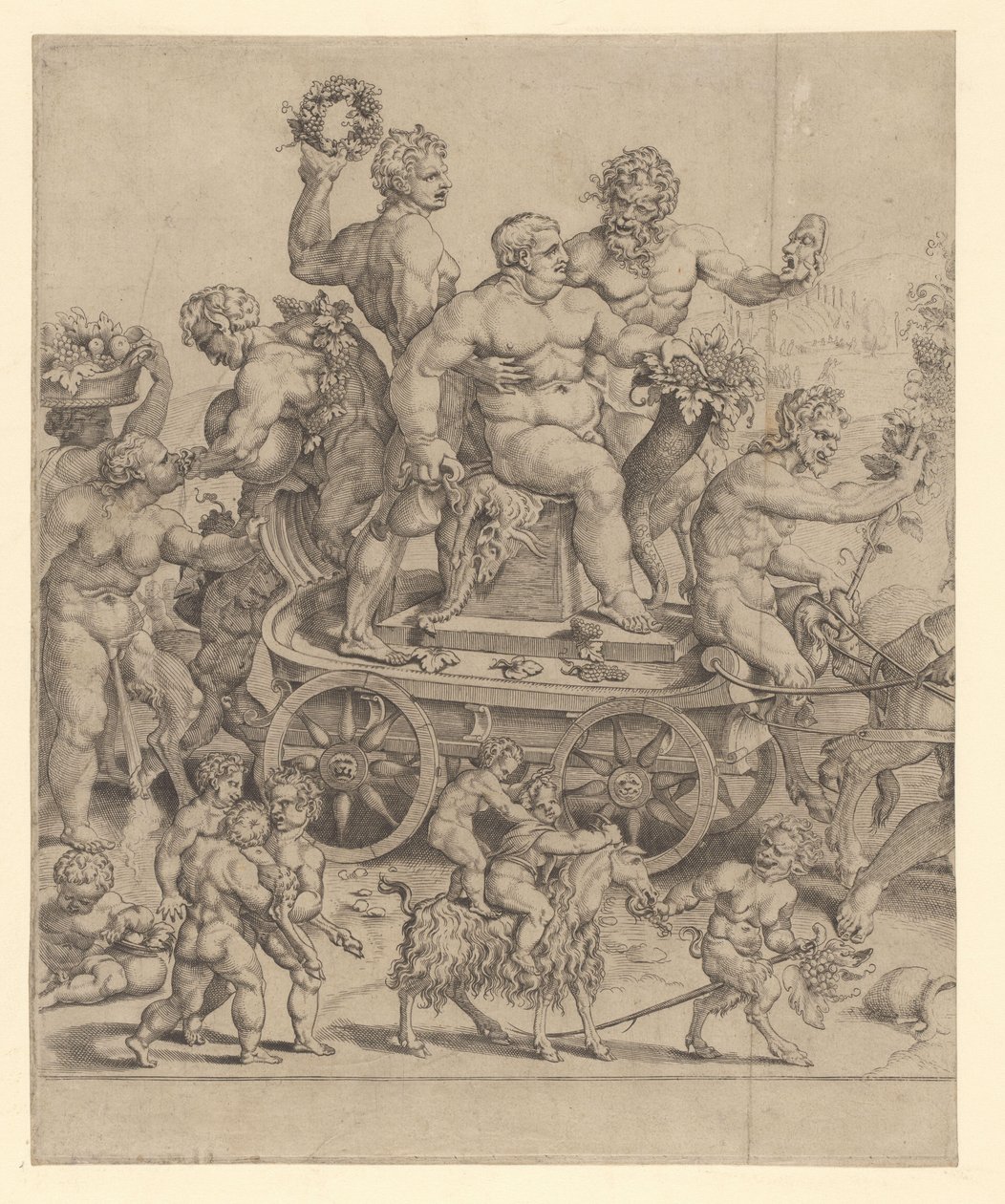 Triumf av Bacchus, venstre plate av Cornelis Bos