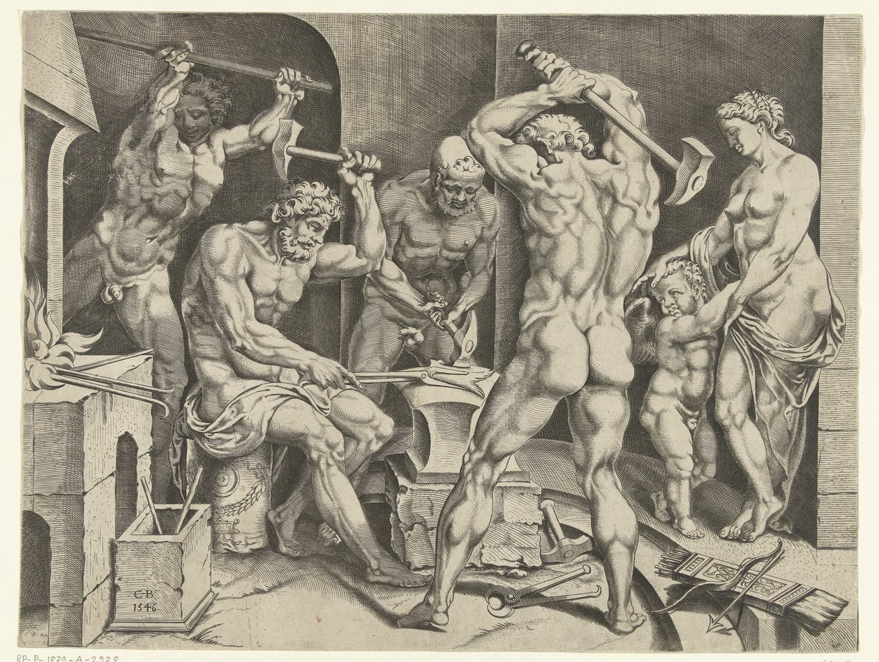 Venus og Amor i Vulcans verksted av Cornelis Bos