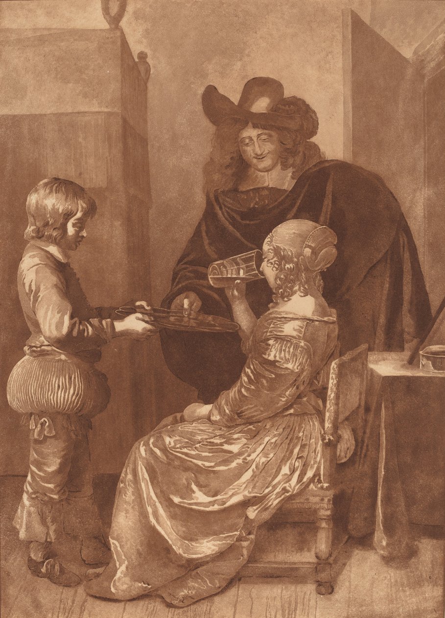Cavalier and Lady with a Page, 1779, utgitt 1781. av Cornelis Brouwer