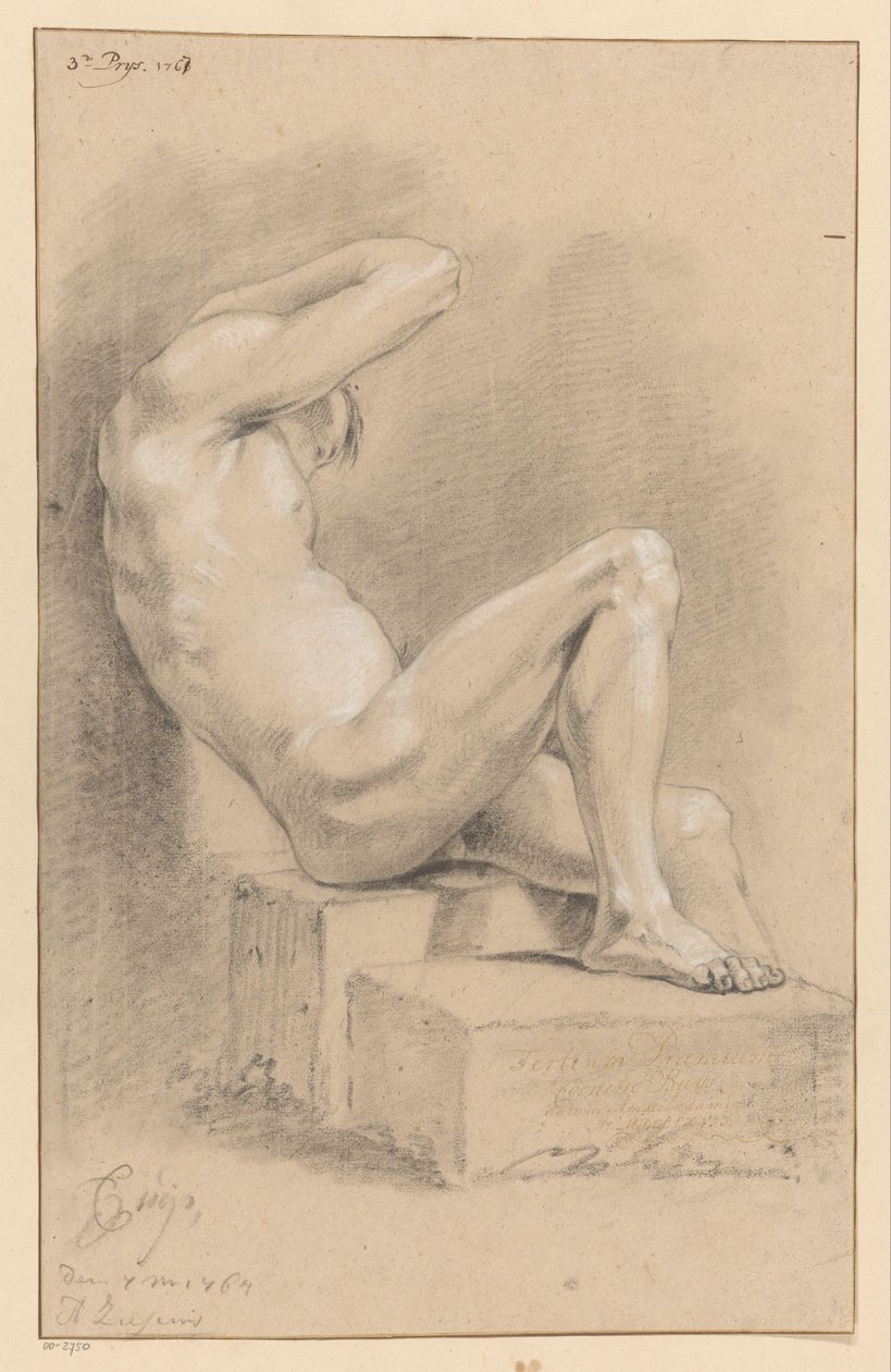 Sittende mann naken, sett fra siden (3. premie 1767) av Cornelis Buys