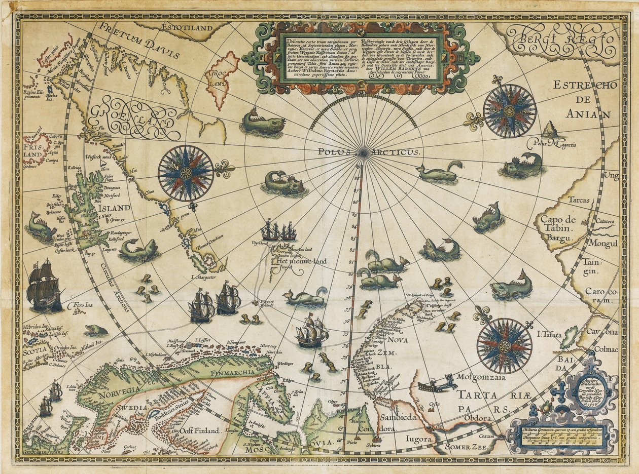 Kart over Willem Barentsz tredje reise, 1598 av Cornelis Claesz