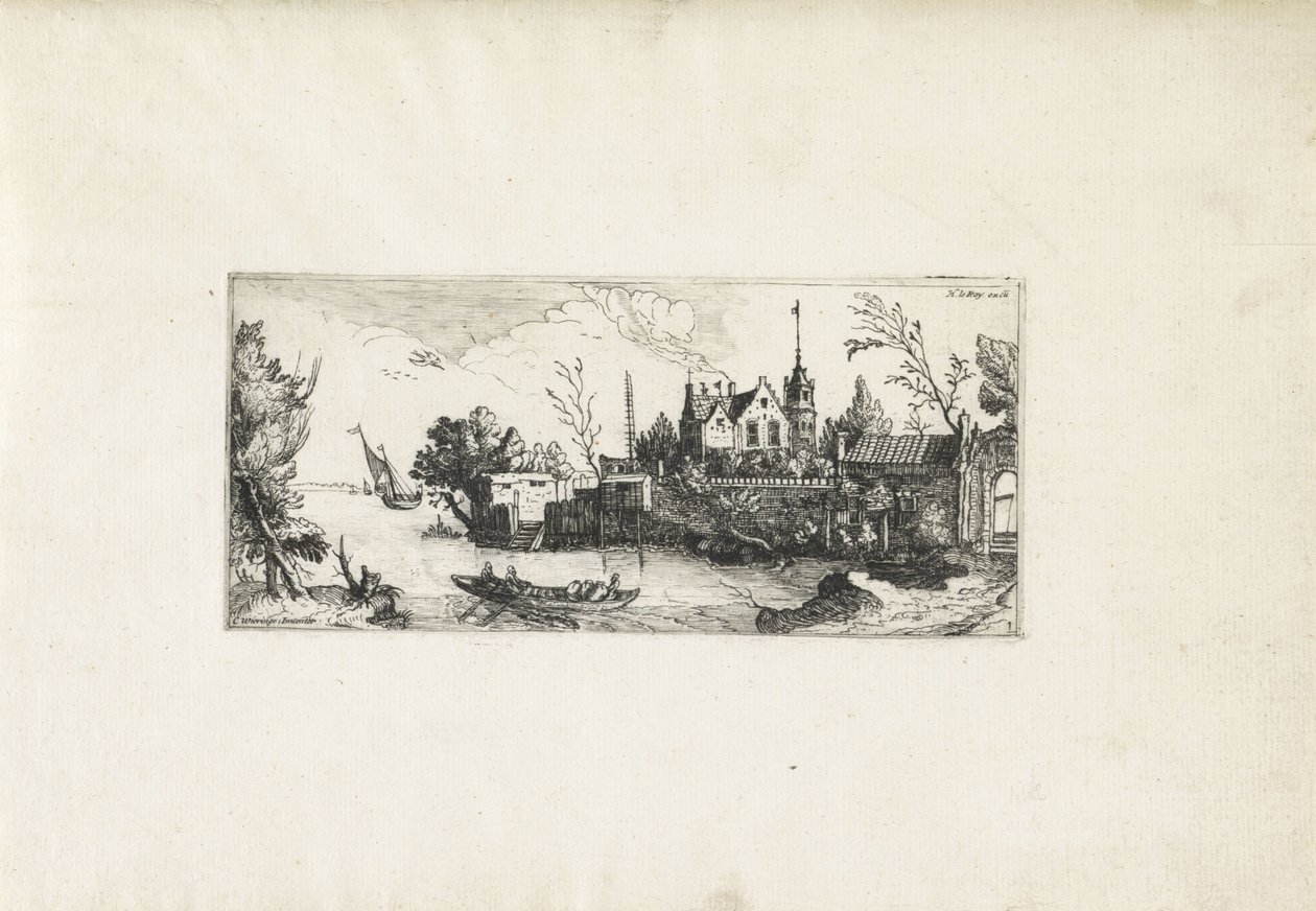 Elvelandskap med robåt Landskap (serietittel) av Cornelis Claesz van Wieringen (possibly)