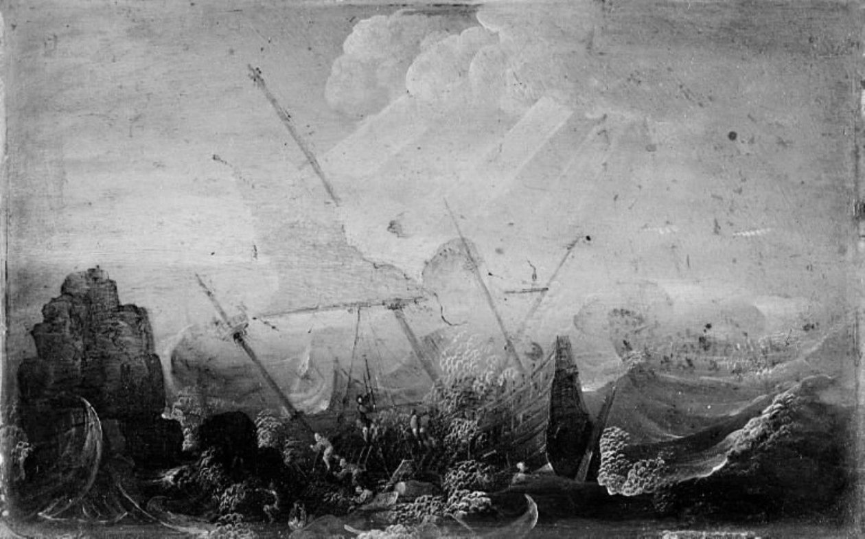 Forlis mot en stein av Cornelis Claesz  van Wieringen