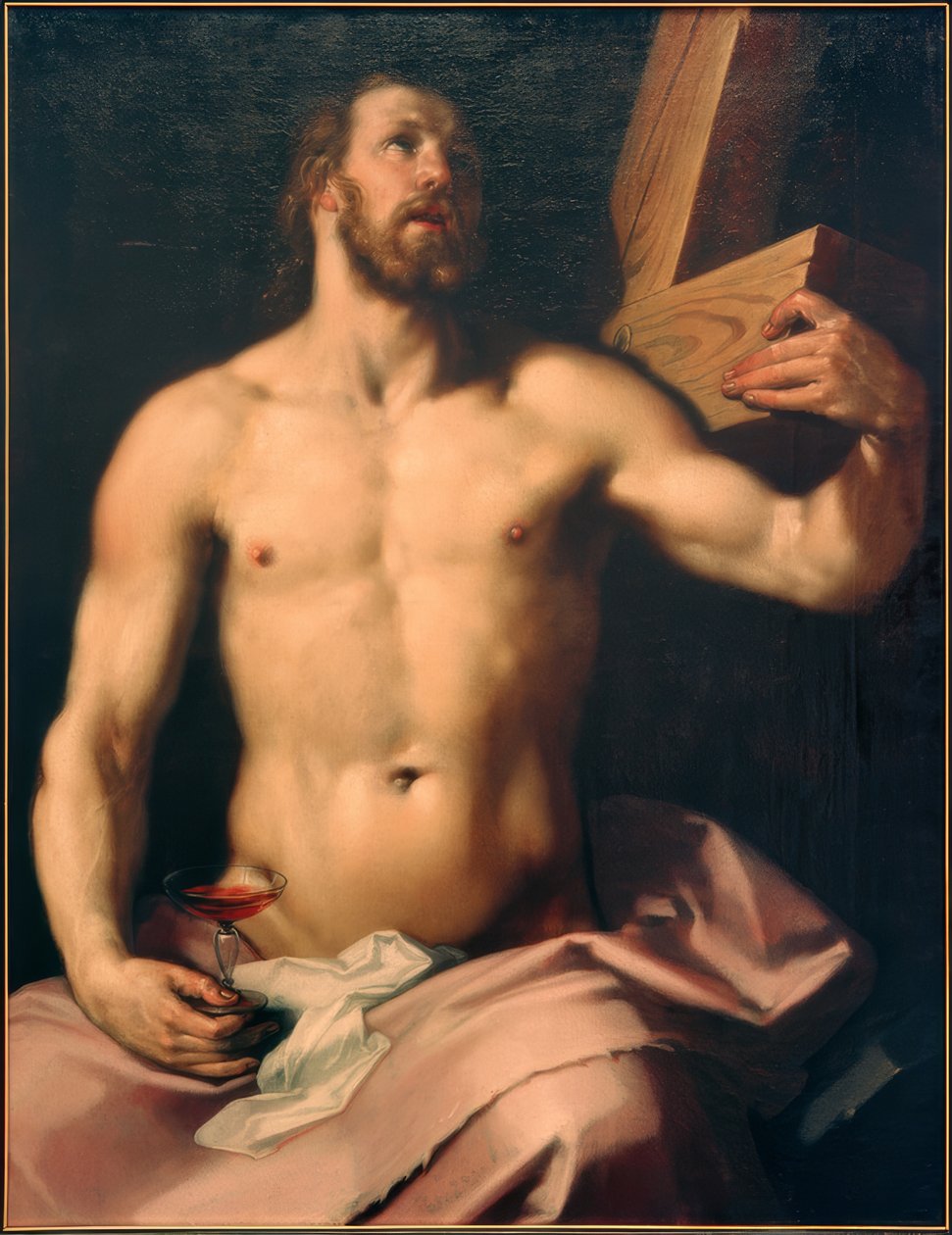 Kristus med eukaristisk beger og kors av Cornelis Cornelisz