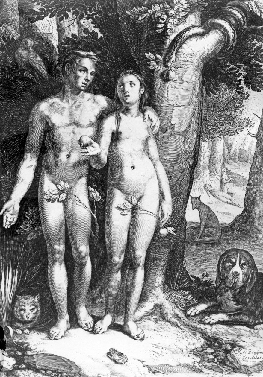Menneskets fristelse, gravert av Jan Saenredam, ca. 1605 av Cornelis Cornelisz van Haarlem