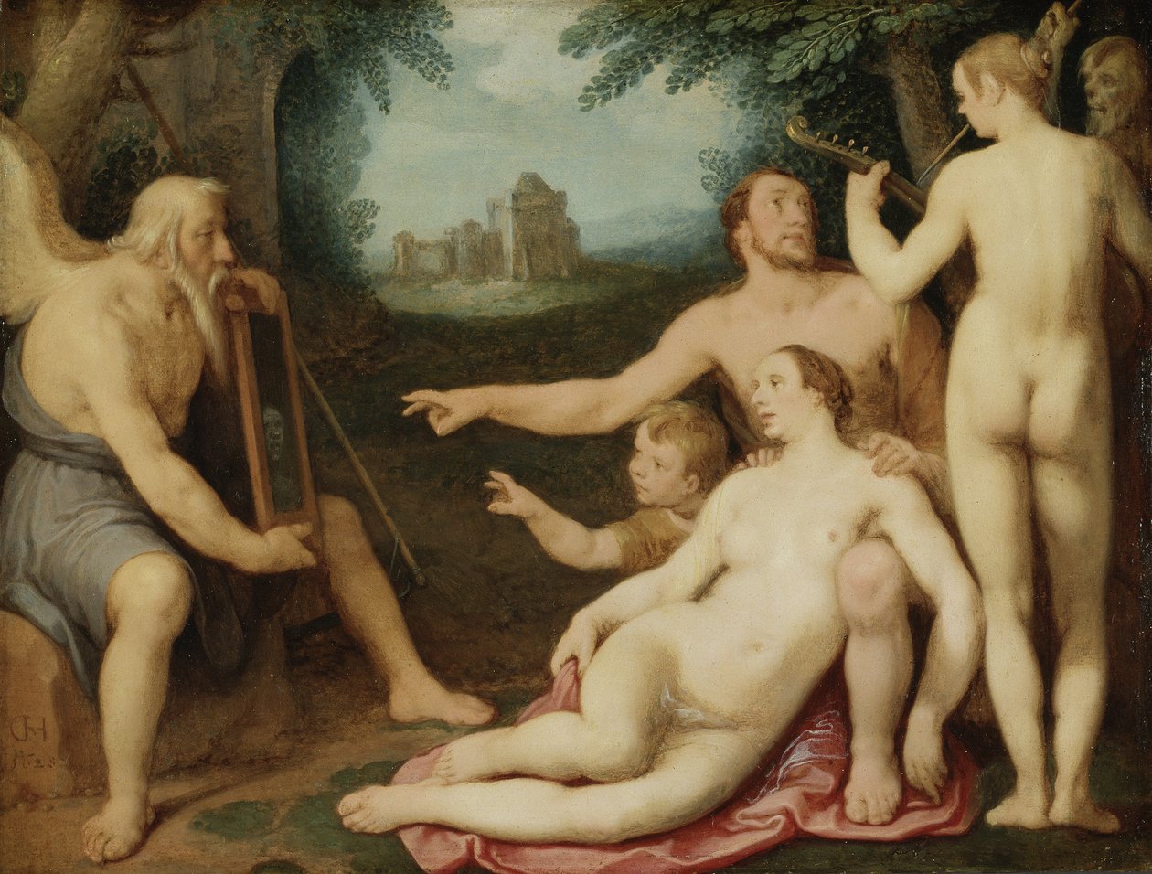 The Mirror of Time, 1628 (olje på kobber) av Cornelis Cornelisz van Haarlem