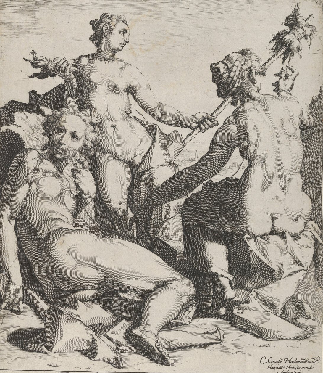 De tre skjebner, ca. 1589 av Cornelis Cornelisz van Haarlem