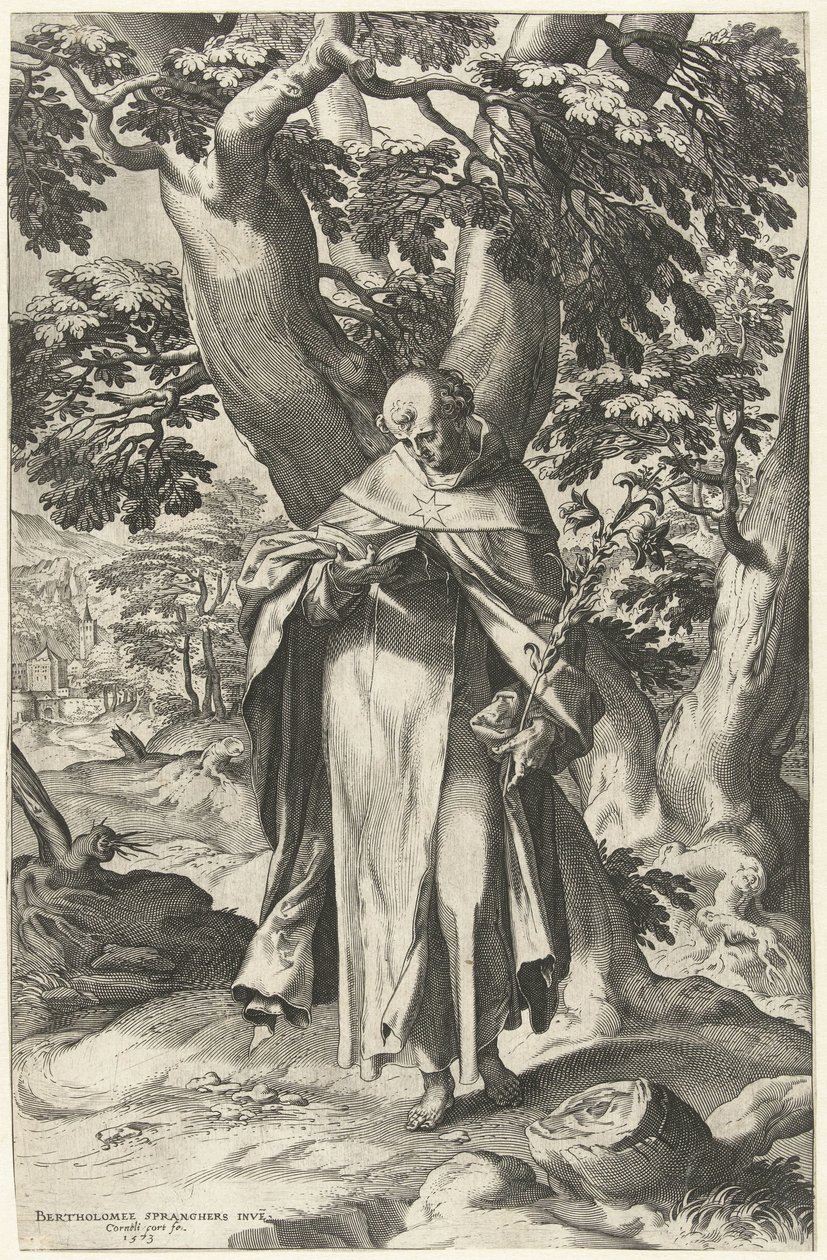 St. Dominic, leser en bok av Cornelis Cort