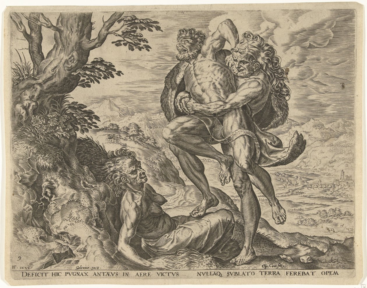 Hercules bryter med Antaeus Labors of Hercules (serietittel) av Cornelis Cort