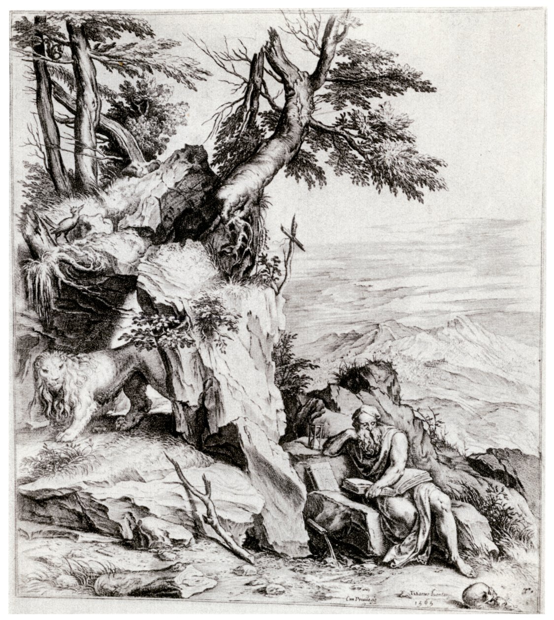 Landskap med St. Hieronymus, 1500-tallet, 1937 av Cornelis Cort