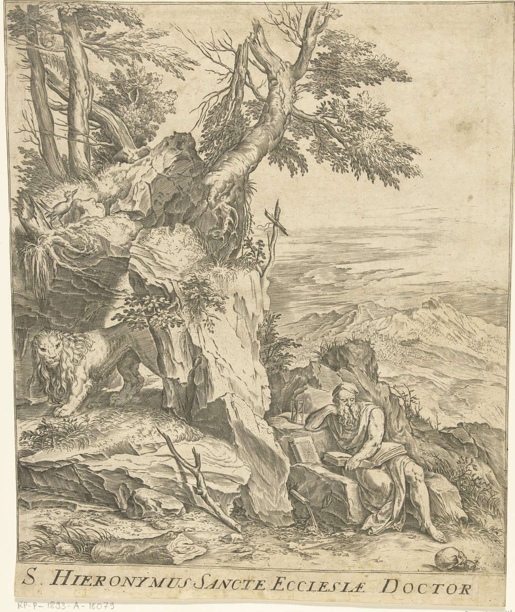 Landskap med lesing Hieronymus av Cornelis Cort