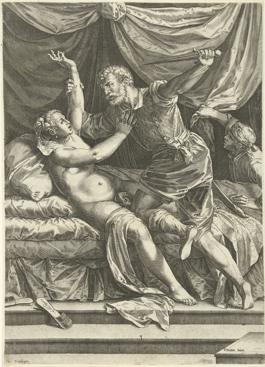 Lucretia en Sextus av Cornelis Cort