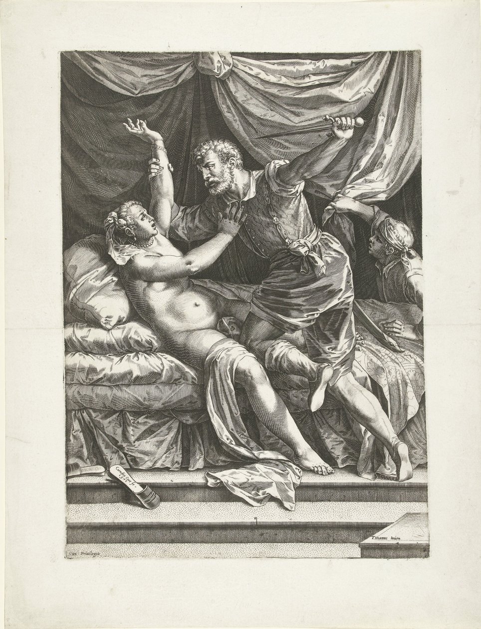 Lucretia en Sextus av Cornelis Cort
