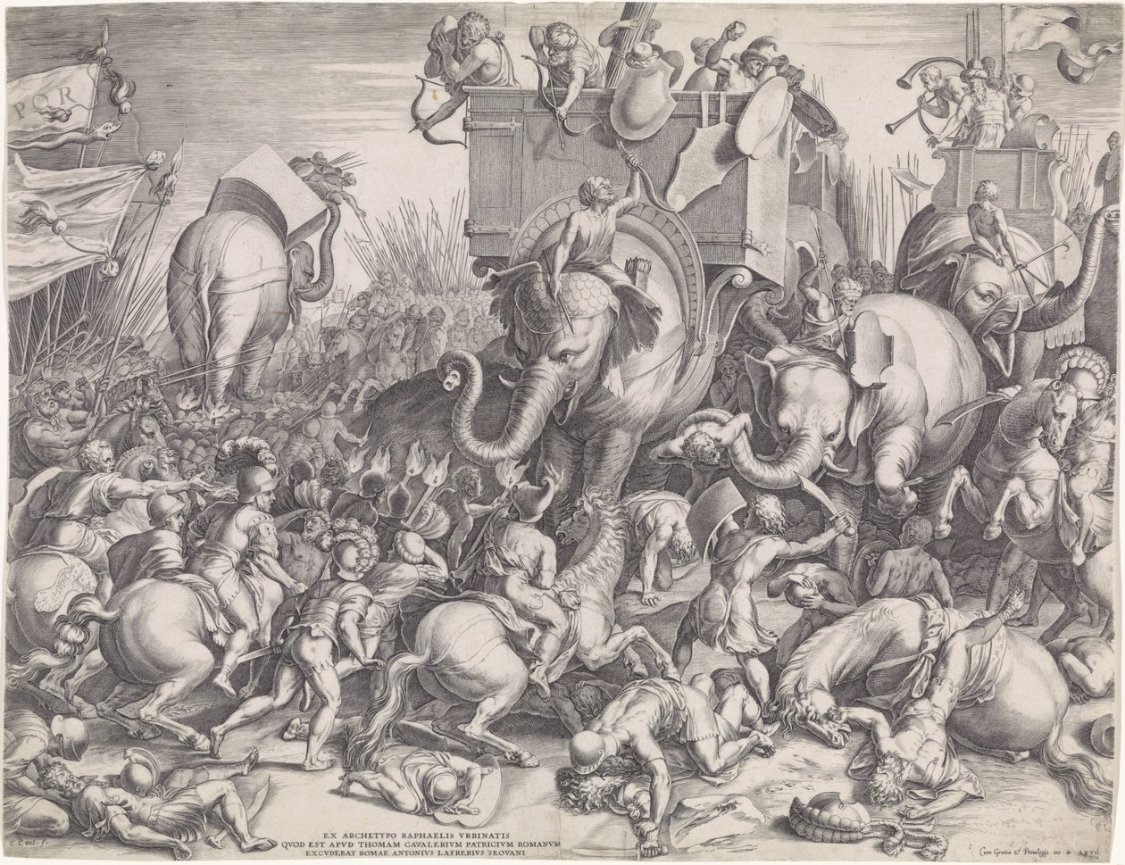 Slaget ved Zama mellom Scipio og Hannibal av Cornelis Cort