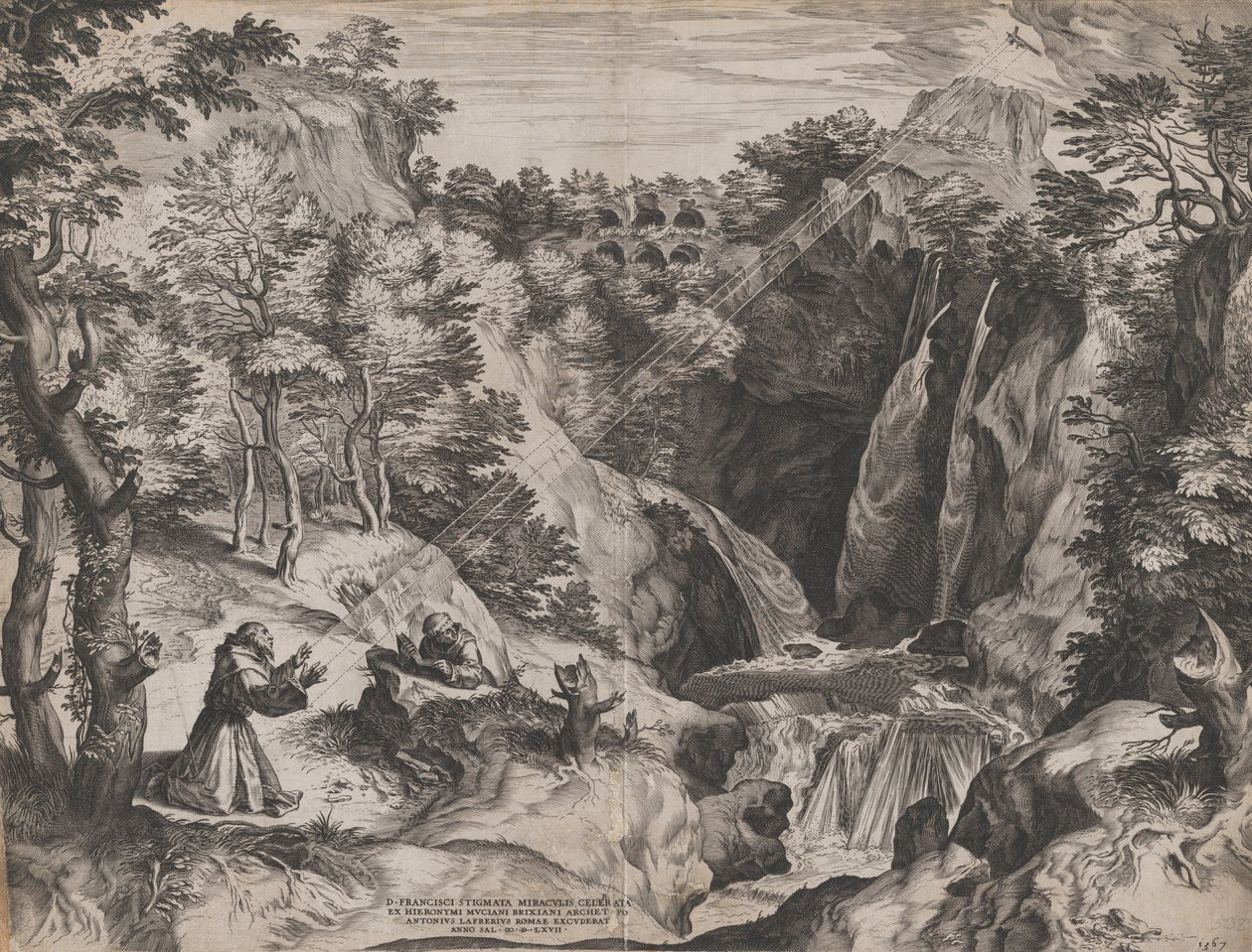 St Francis mottar Stigmata, 1567. av Cornelis Cort