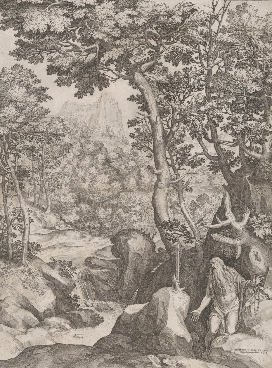 St Onuphrius i villmarken, 1574. av Cornelis Cort