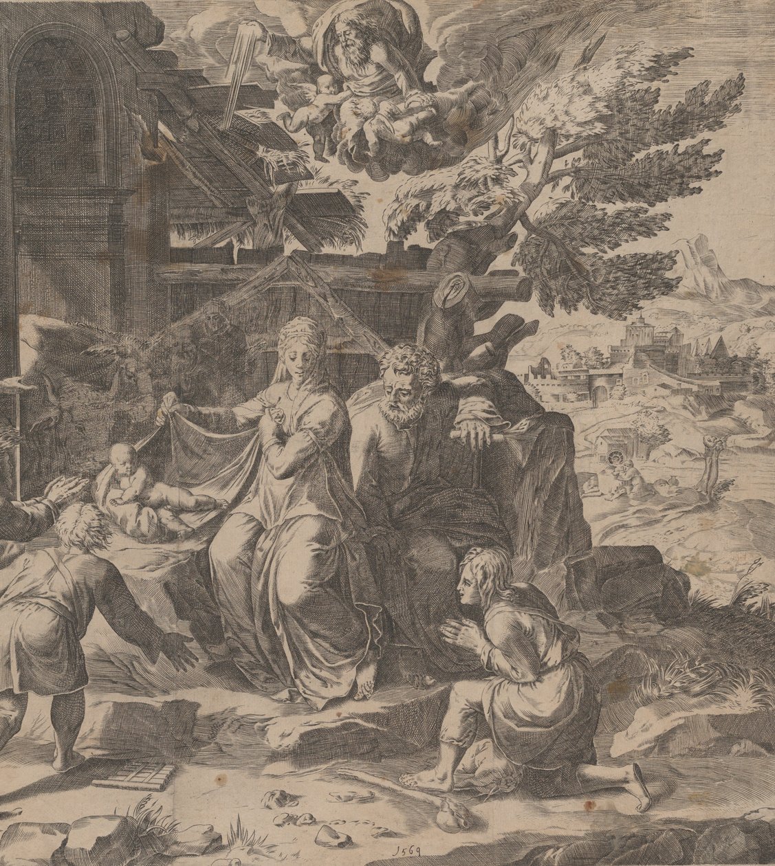 Hyrdenes tilbedelse, 1569. av Cornelis Cort
