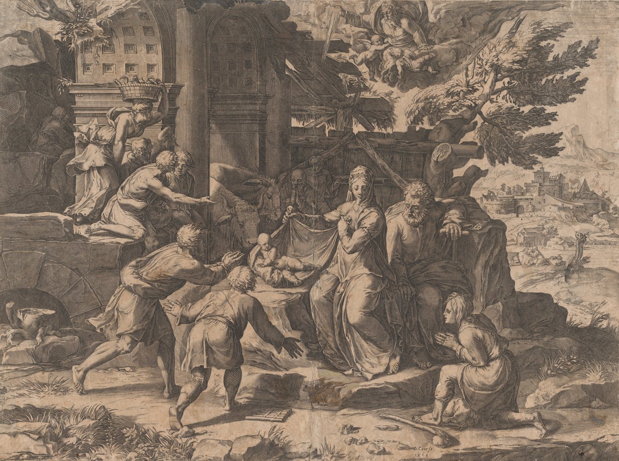 Hyrdenes tilbedelse, 1569., 1569. av Cornelis Cort