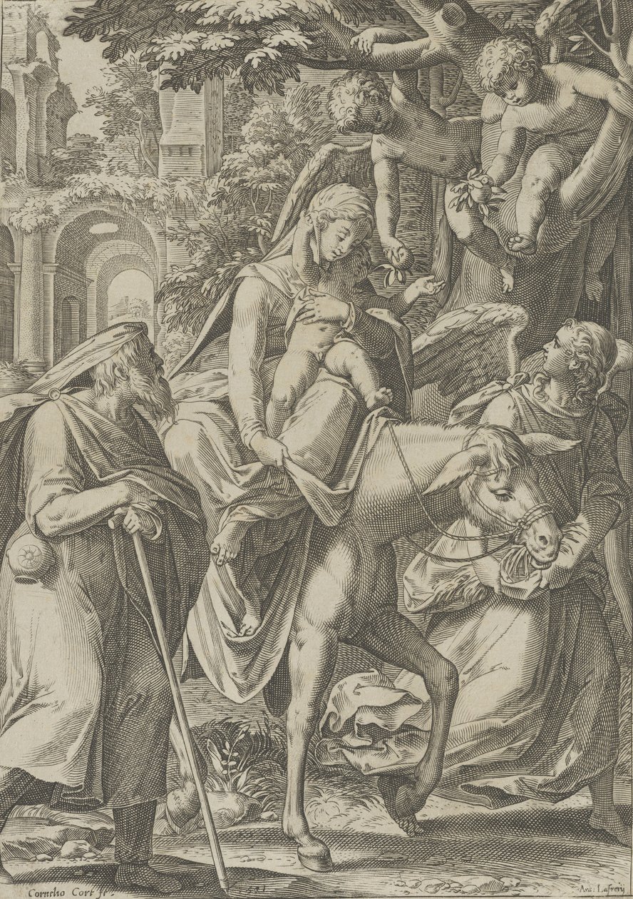 Flukten til Egypt, 1571. av Cornelis Cort