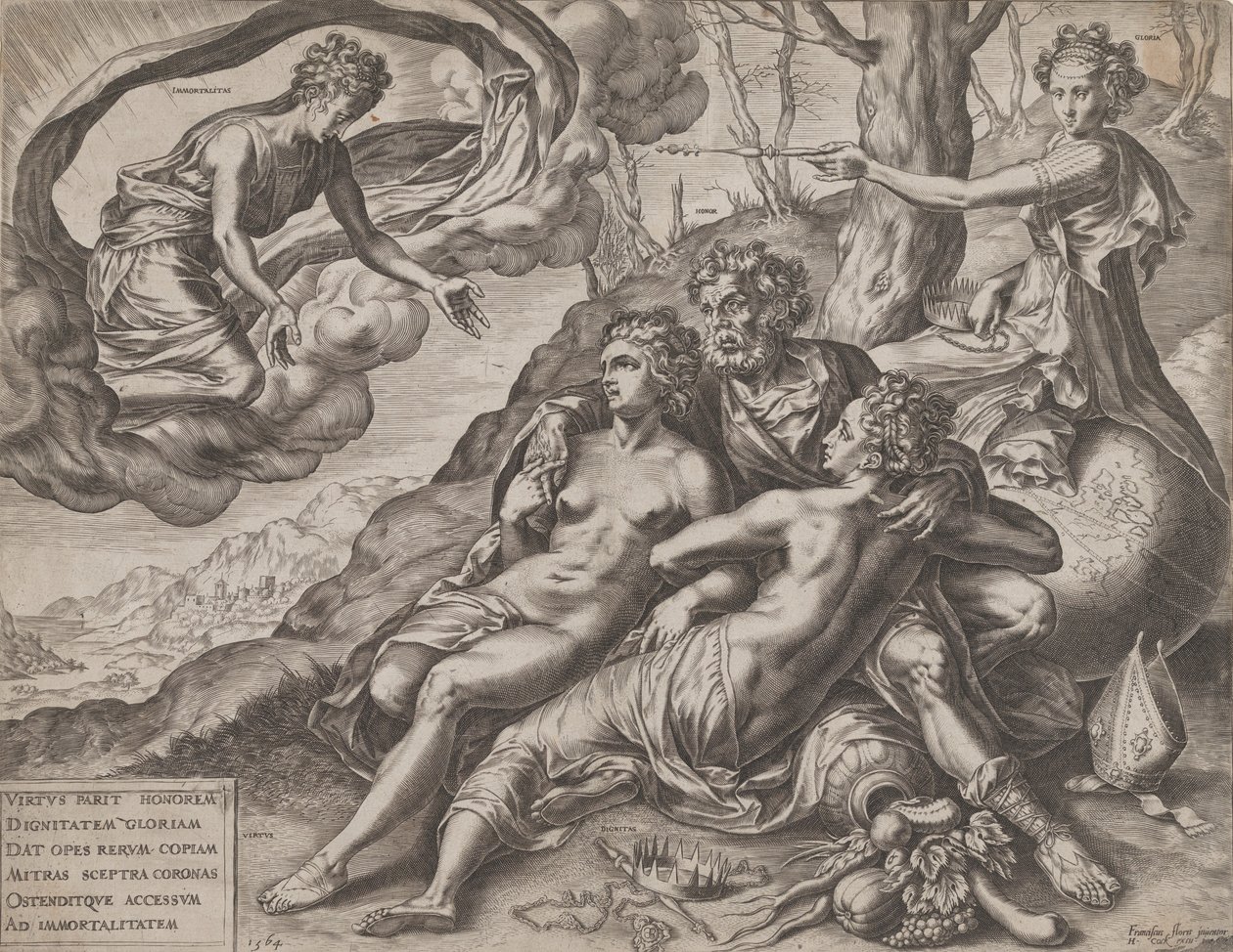 Dydens udødelige belønninger, 1564. av Cornelis Cort